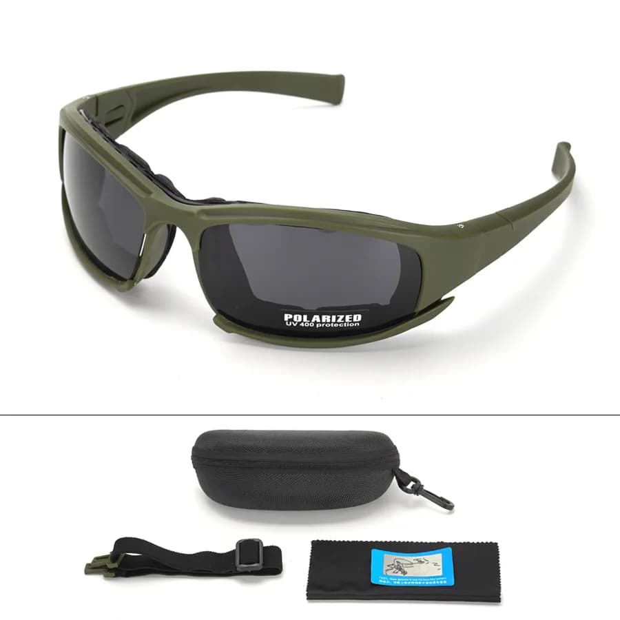 Masque tactique 4 lentilles polarisées - Protection vent poussière escalade VTT pêche outdoor