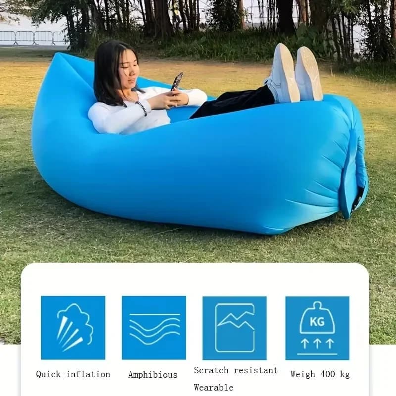 Canapé gonflable paresseux inclinable - Matelas portable pour camping festival musique extérieur