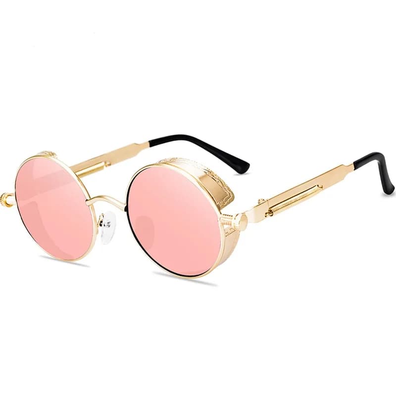 Lunettes de soleil steampunk vintage pour pêcheur protection UV400 cadre métal rond homme et femme