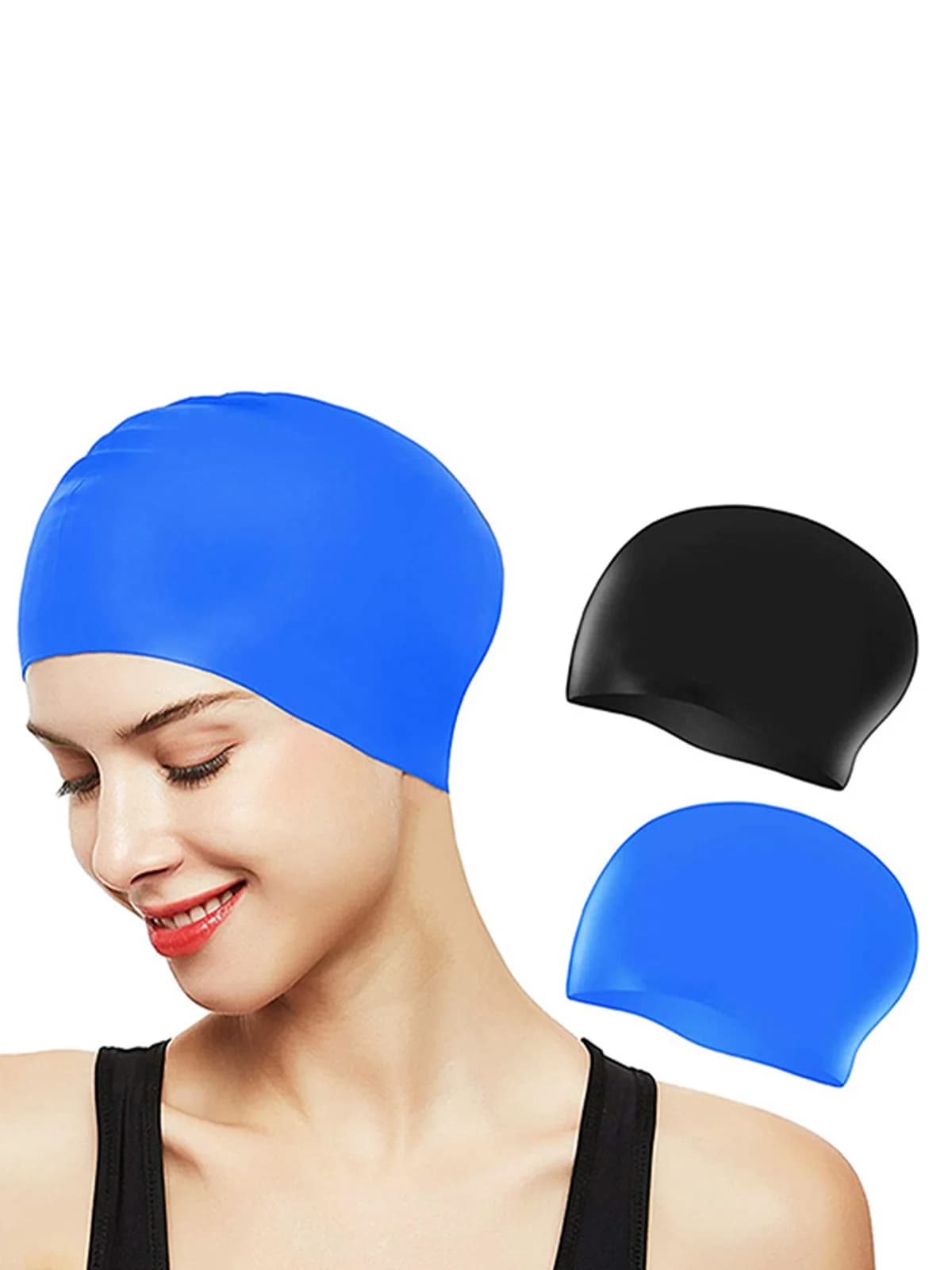 Bonnet de bain silicone confortable anti-dérapant pour femmes cheveux longs protection chevelure