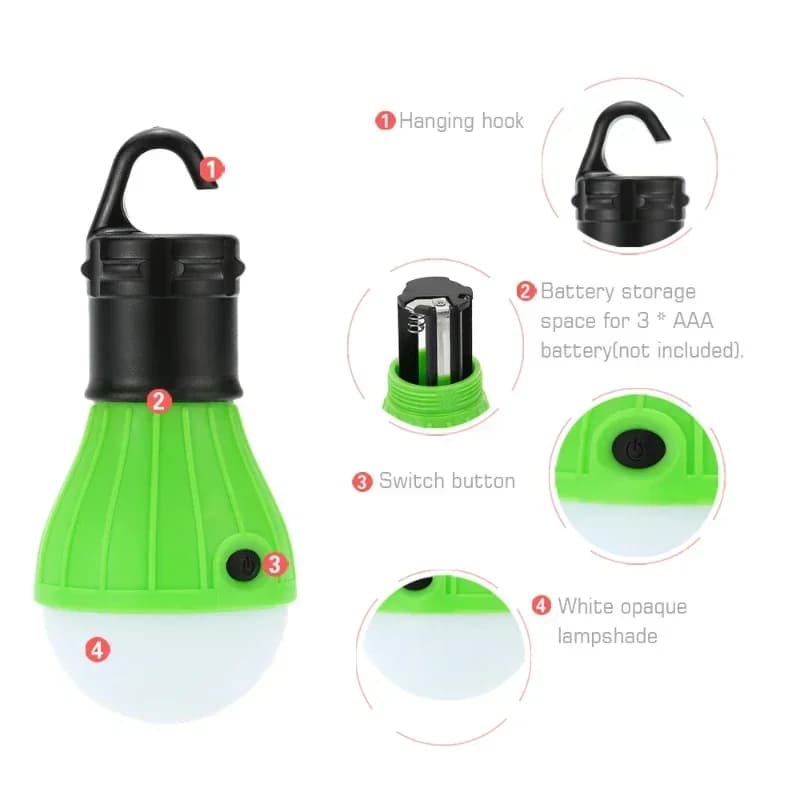 Lampe de camping LED portable 3 lumières suspendue pour tente, équipement pêche et randonnée - macroupta