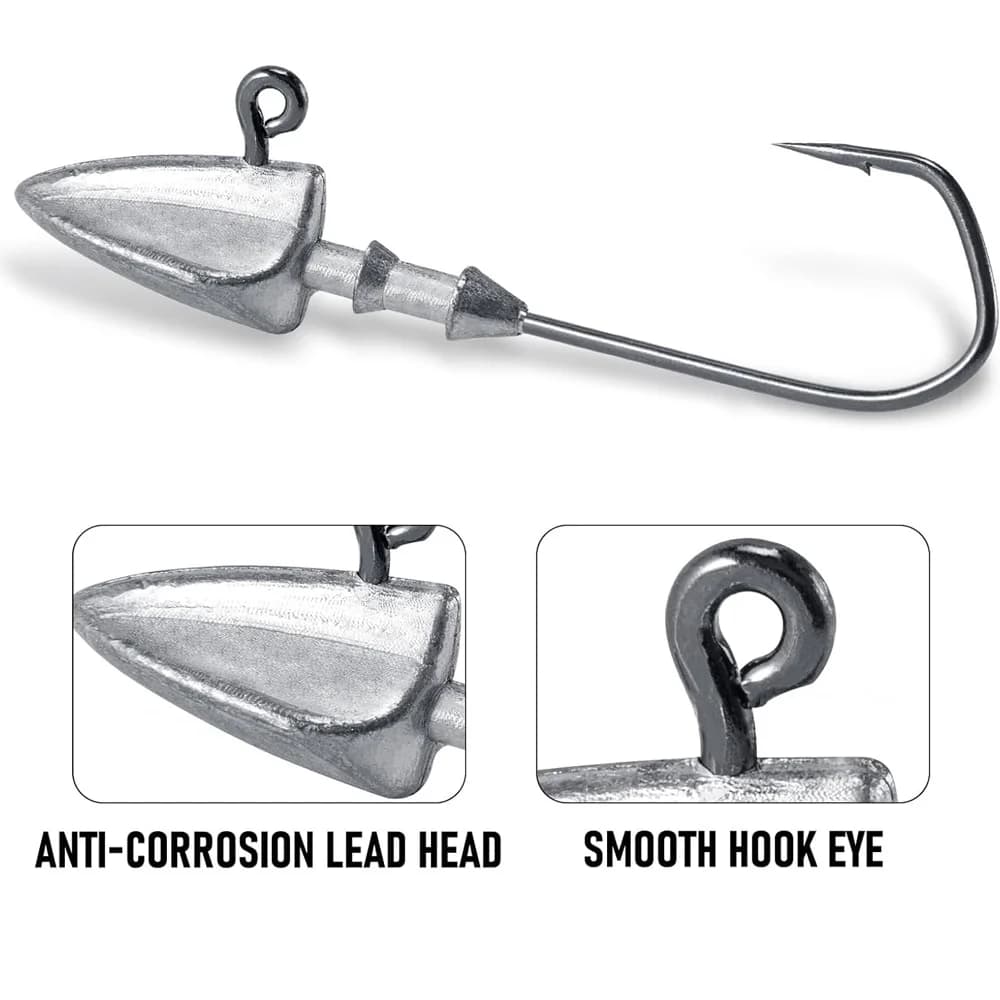 Hameçons lestés métal 5pcs 3.5g-35g pour leurres souples Texas Rig - Pêche précise carnassiers