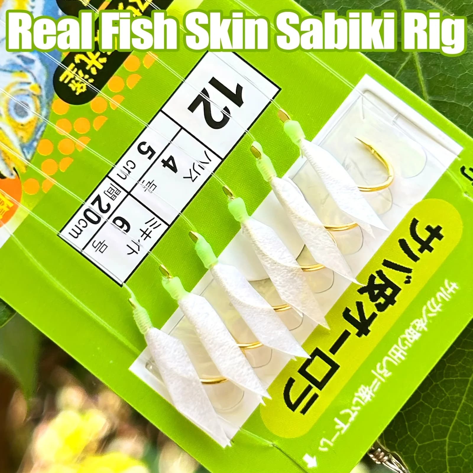 Packs sabiki rig pêche nuit - Hameçons phosphorescents peau poisson eau douce/mer 5-10 sets
