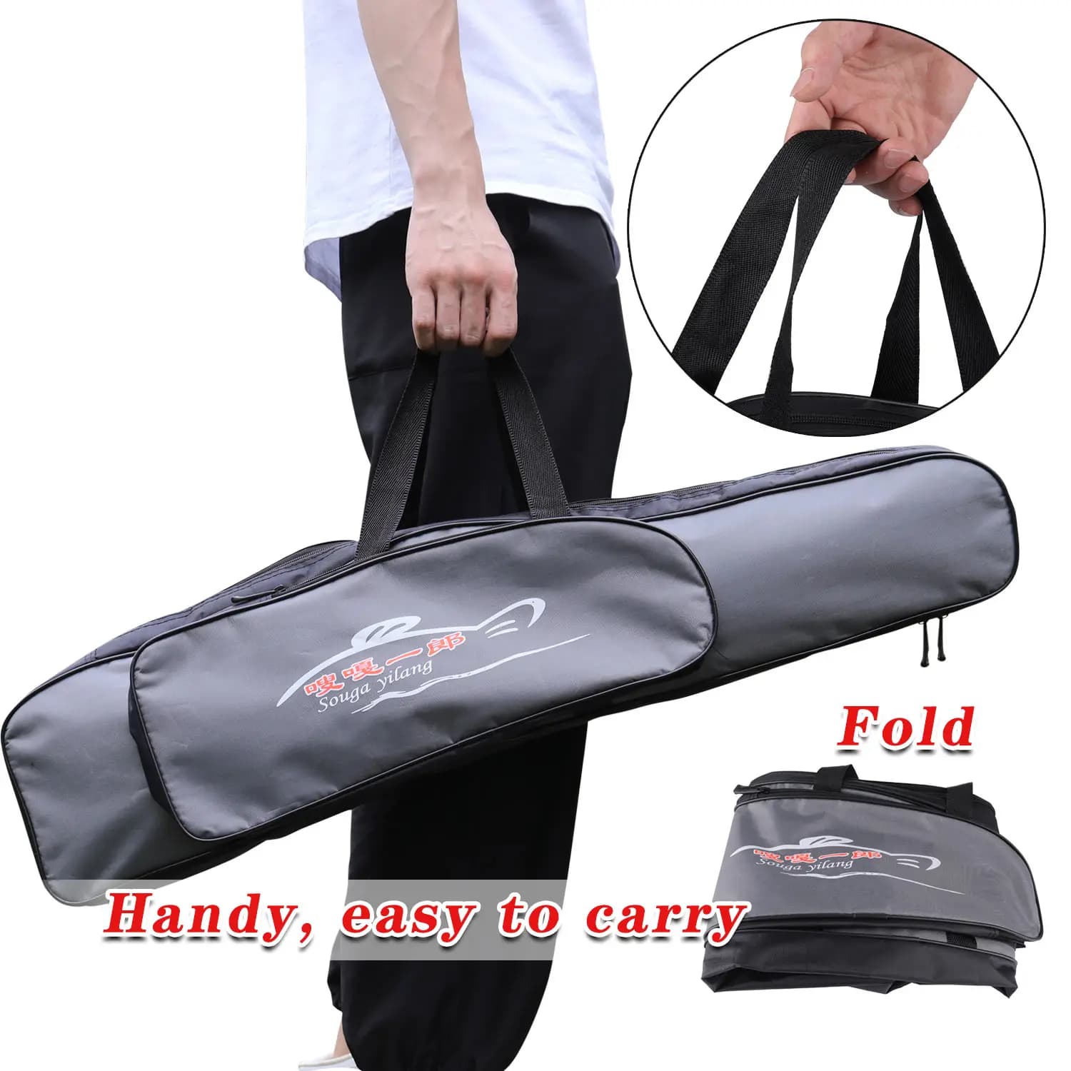Sac de canne à pêche Sougayilang monocouche portable pour rangement d'équipement de pêche extérieur