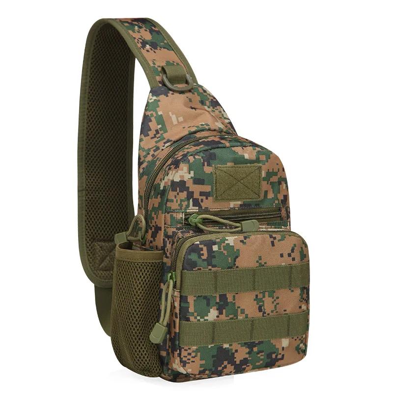 Sac tactique camouflage pour pêche et randonnée - Sac poitrine Molle armée trekking extérieur