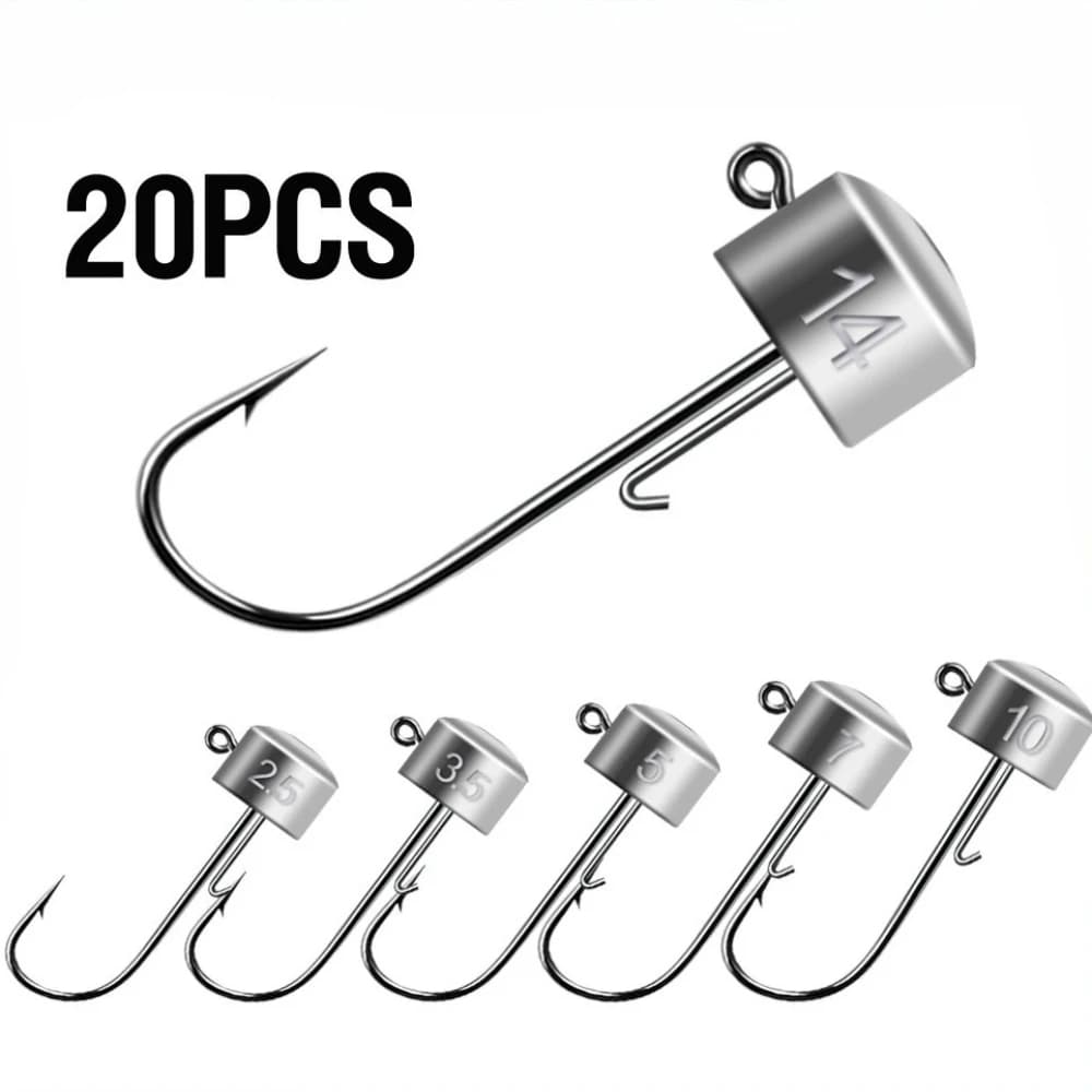20 hameçons Ned Rig tête champignon 2.5g à 14g - Acier haute teneur en carbone pour leurres souples