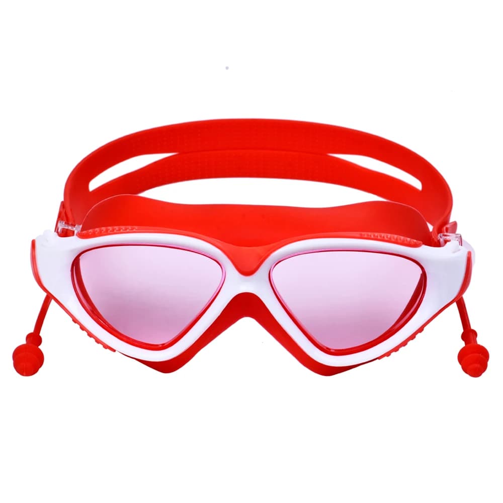 Lunettes de natation adultes HD une pièce bouchons d'oreilles étanches anti-buée grand cadre