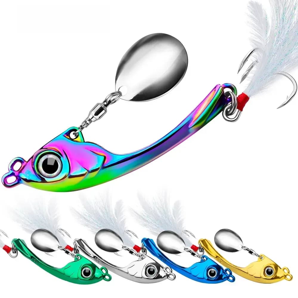 Leurre spinner métal vibrant 7g 10g 15g pour brochet perche, cuillère tournante pêche leurre dur coulant avec paillettes