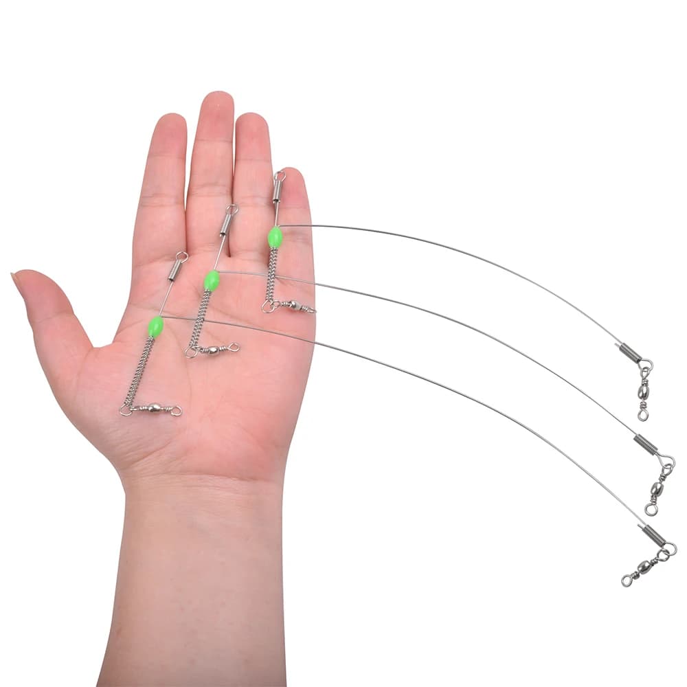 5 Rigs de pêche avec émerillons perles lumineuses et hameçons pour leurres et appâts acier inoxydable