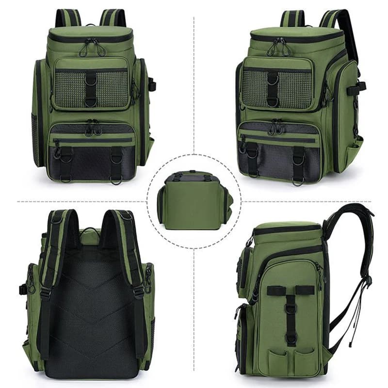 Sac de pêche 50L avec porte-cannes sac poitrine organisation leurres rangement sac à dos camping randonnée