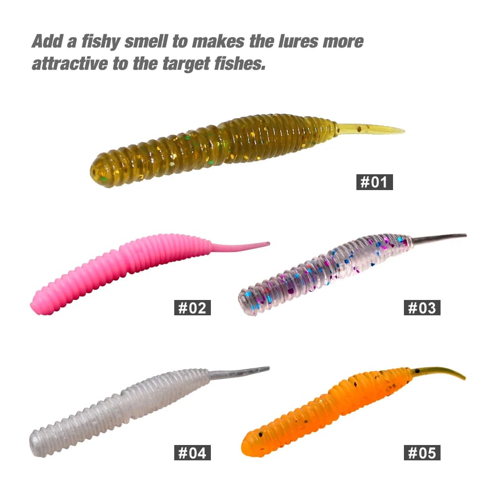 Leurre souple appât poisson 6cm 60 pcs pour pêche du bar et carnassiers en mer avec odeur