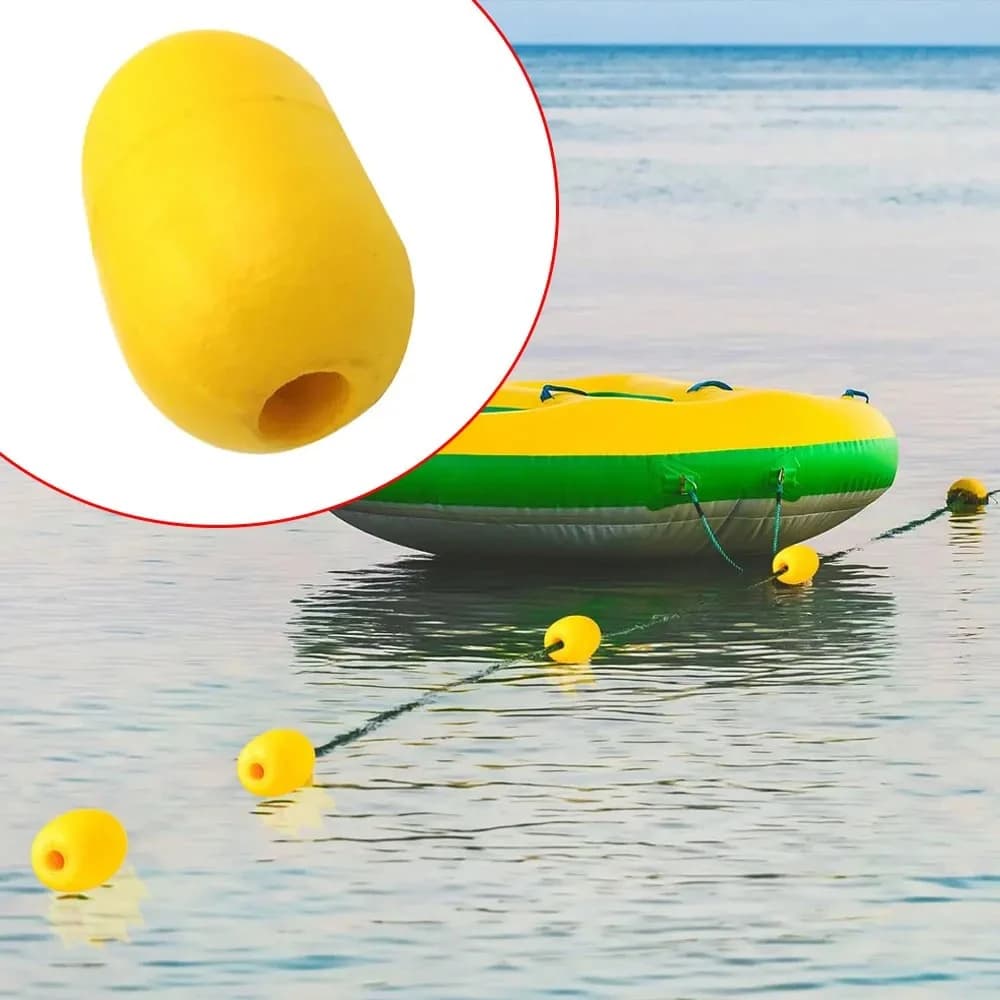 Flotteurs ligne pêche plastique jaune 1cm diamètre intérieur 2.4*1.5inch 5-10 pièces