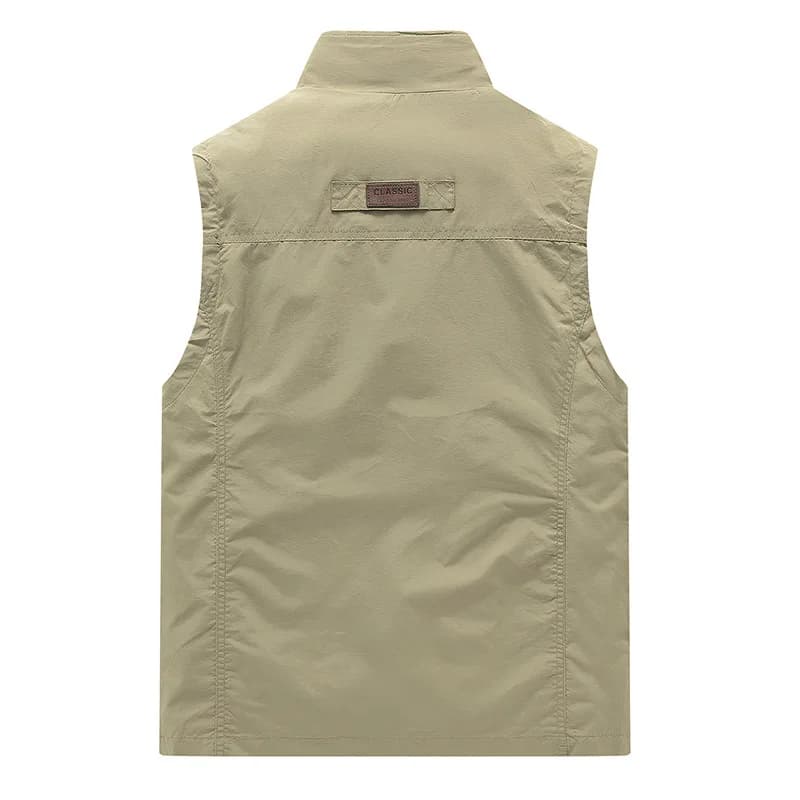 Gilet pêche casual homme printemps - Gilet loisirs outdoor solide - Veste décontractée jeune et d'âge moyen