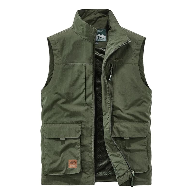 Gilet homme pêche randonnée multi-poches léger style utilitaire décontracté été printemps