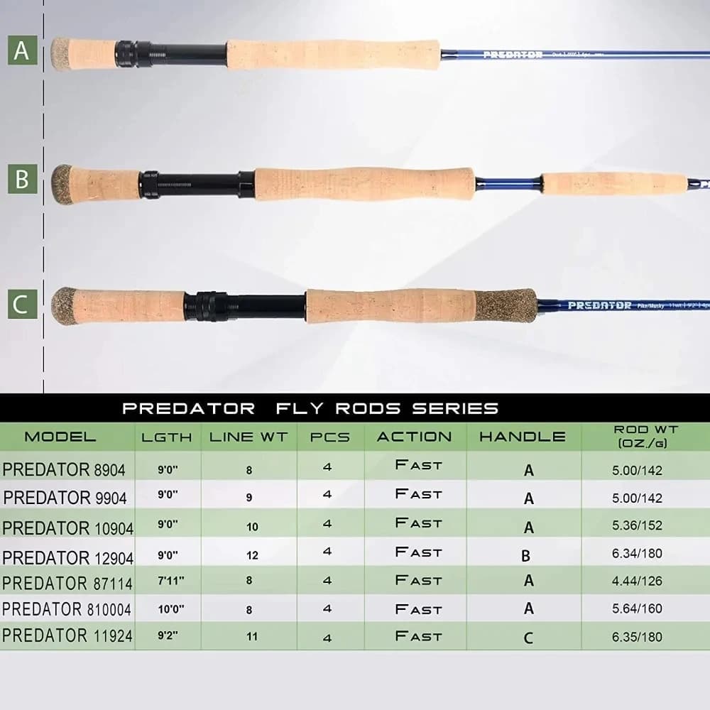 Canne à mouche mer Predator 9FT 30T carbone SK 8-12wt 4 brins pour bar, mulet, truite de mer