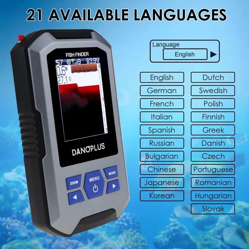 Détecteur poissons numérique sans fil 45m profondeur écran couleur LCD grand format lampe attractive capteur intégré