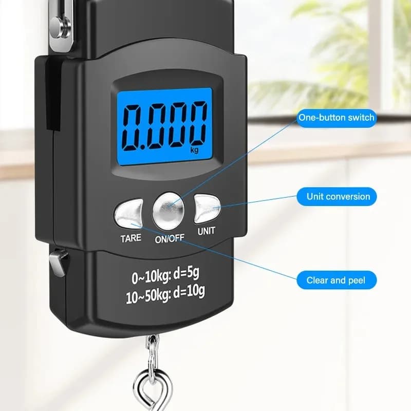 Balance électronique portable 50kg avec mètre ruban 100cm - Pour pêche, voyage et contrôle bagages précis