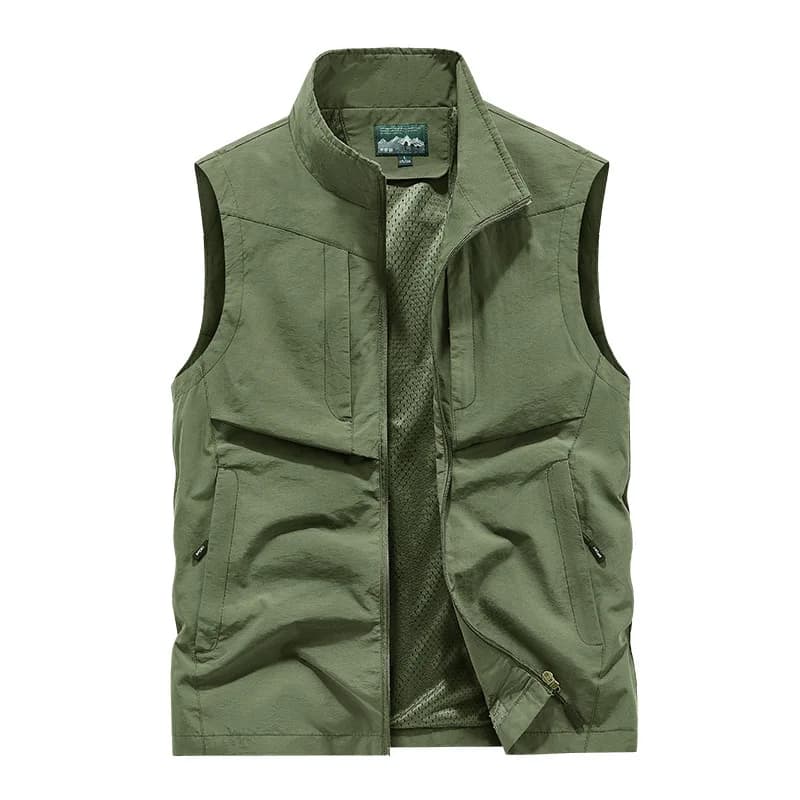 Veste de pêche sans manches homme été léger respirant mesh avec poches cargo sportswear