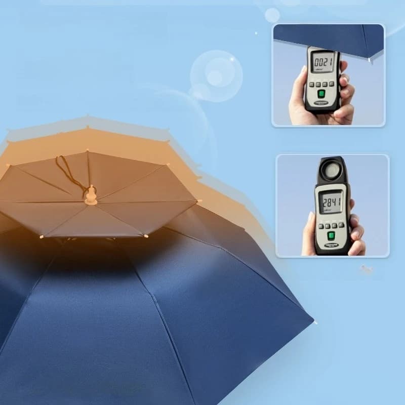 Casque parapluie pêche monté tête multifonction protection soleil pluie extérieur adulte