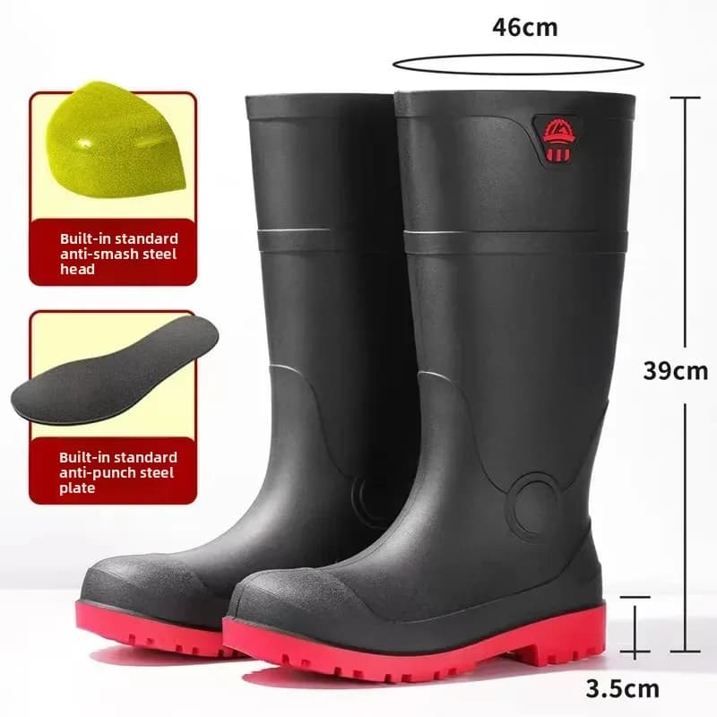 Bottes de travail homme sécurité coque acier semelle anti-écrasement pêche industrielle