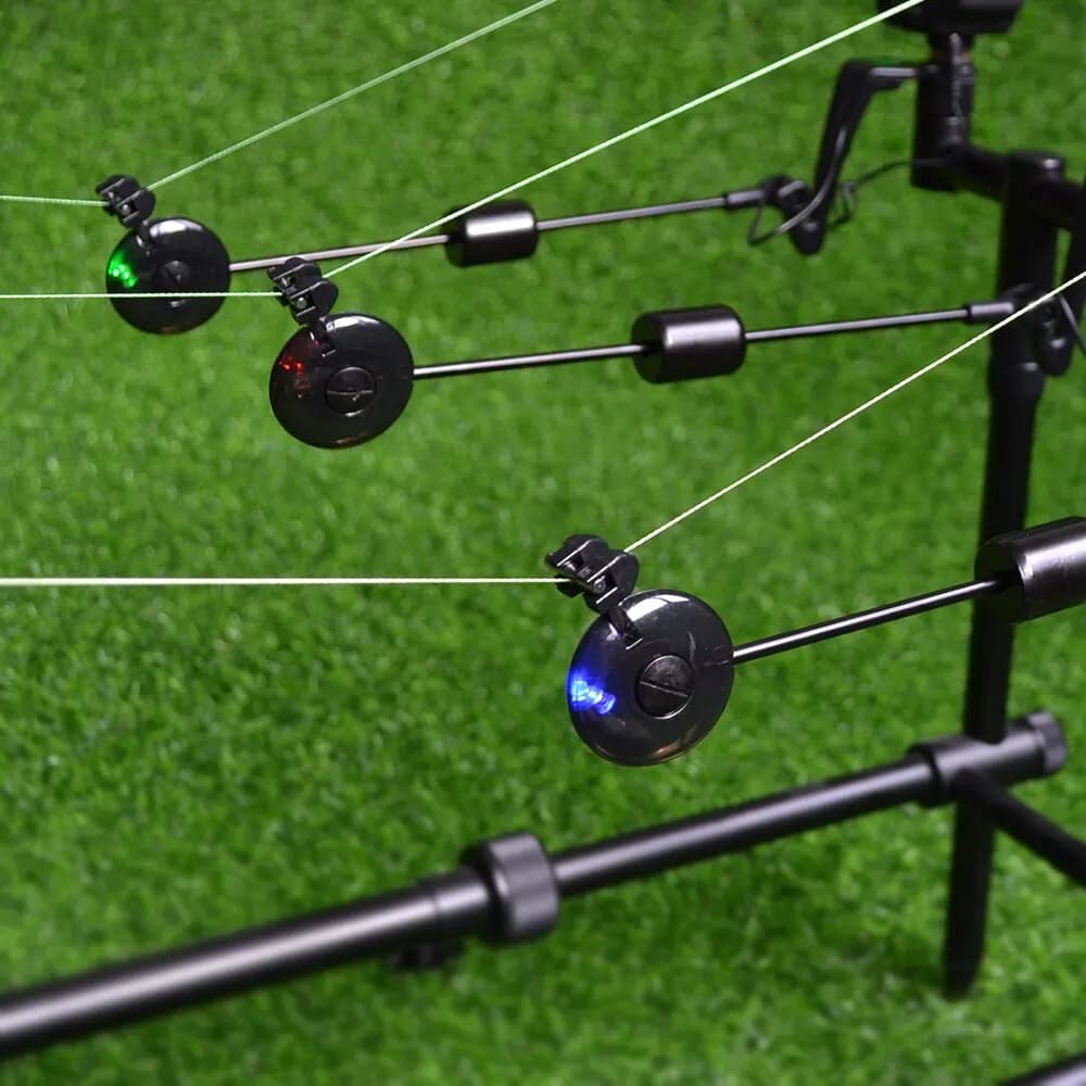 Set 4 indicateurs swingers LED Hirisi pour pêche à la carpe - Drop Off Indicator B2022 4 couleurs avec étui