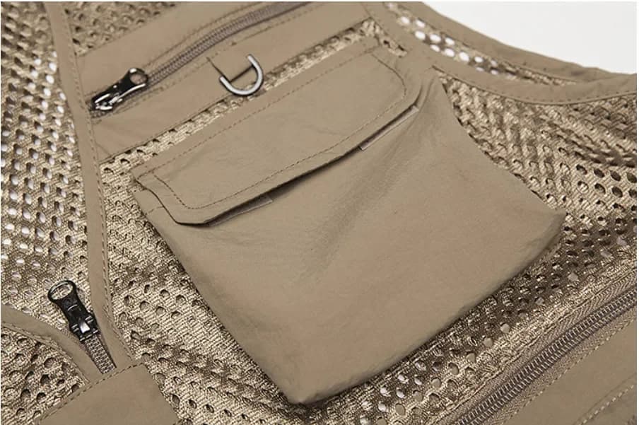 Veste sans manches pêche homme grande taille multi-poches respirant séchage rapide été