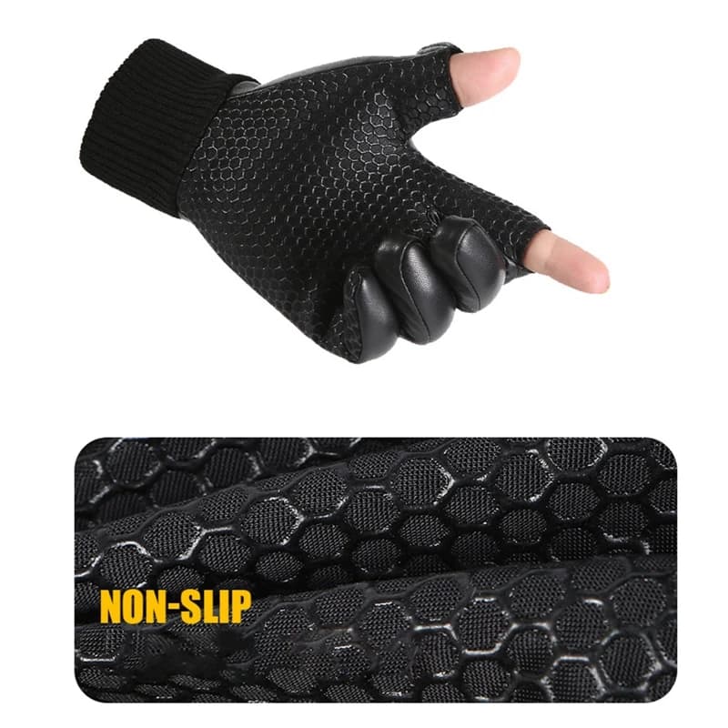 Gants deux doigts rabattables cuir PU chauds imperméables anti-froid hiver vélo conduite pêche