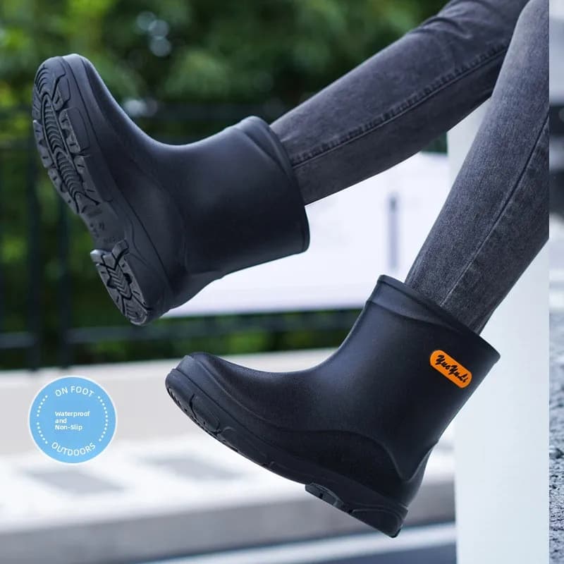 Bottes de pluie mi-mollet tendance pour homme - Travail en cuisine, pêche et lavage auto