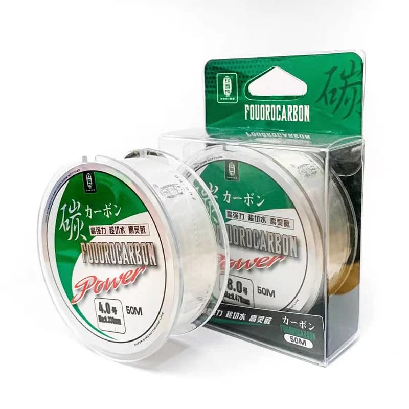 Ligne de pêche fluorocarbone 100% invisible ZUKIBO 50m, leader monofilament haute résistance pour carnassiers