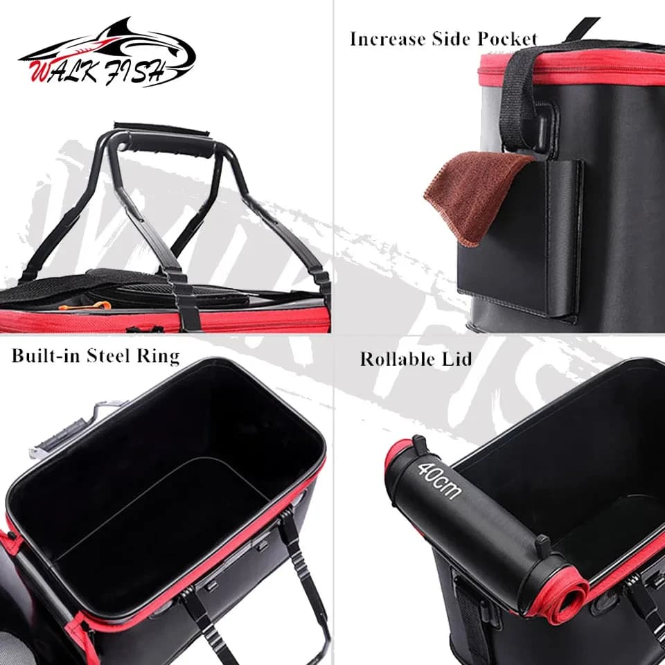 Seau pliable pêche EVA étanche pour conservation poissons vivants lors de randonnée et camping