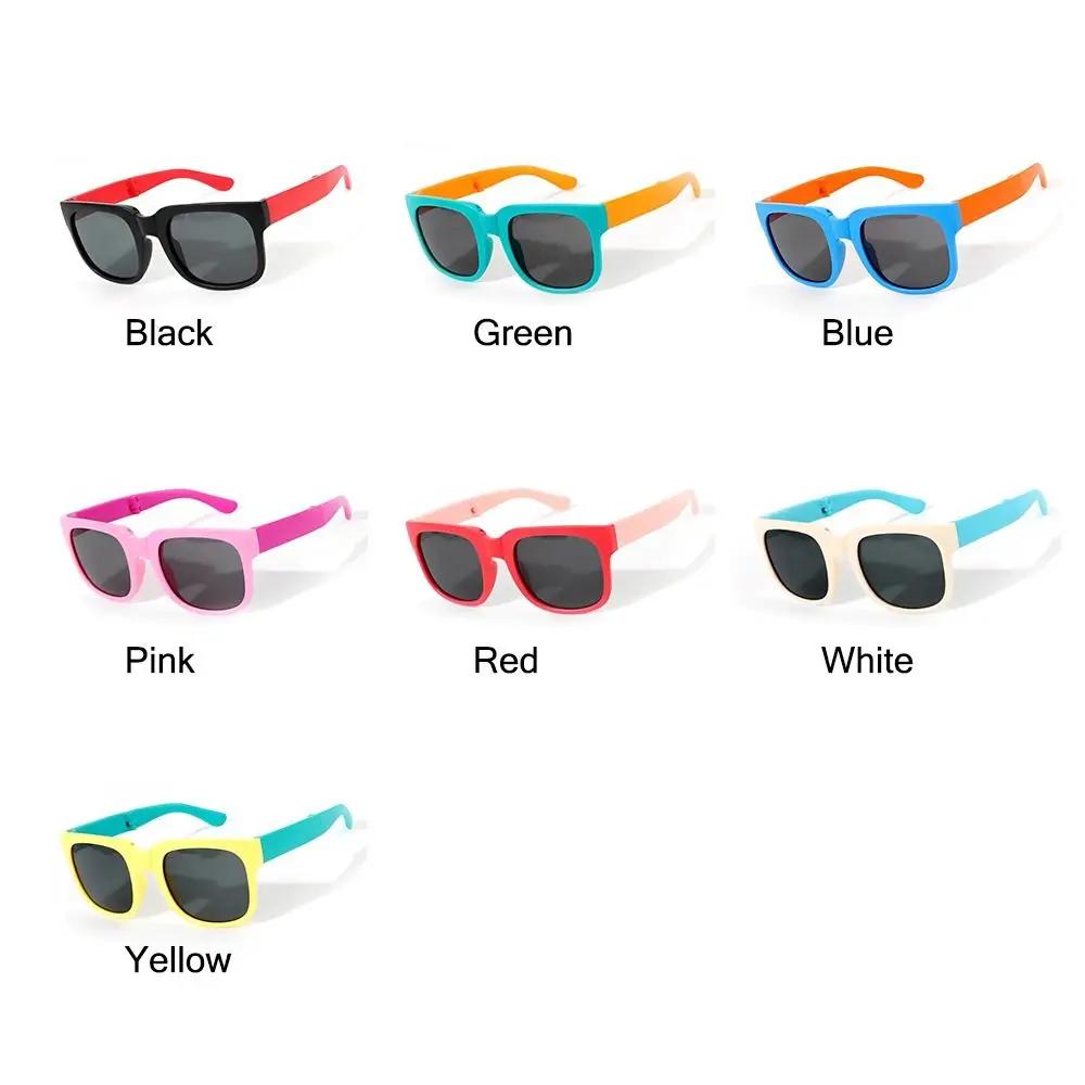 Lunettes de soleil pliables pour enfants pêcheurs - Monture carrée vintage UV400 - Protection solaire