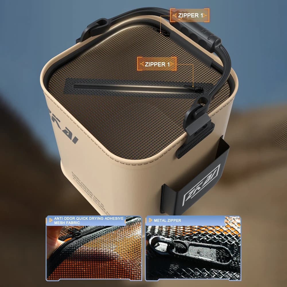 Seau de pêche pliable 8L/13L - Grand capacité transport main robuste pour camping et pêche