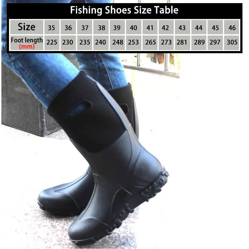 Bottes de pêche imperméables PVC respirantes avec semelle crampons antidérapante pour rochers et récifs