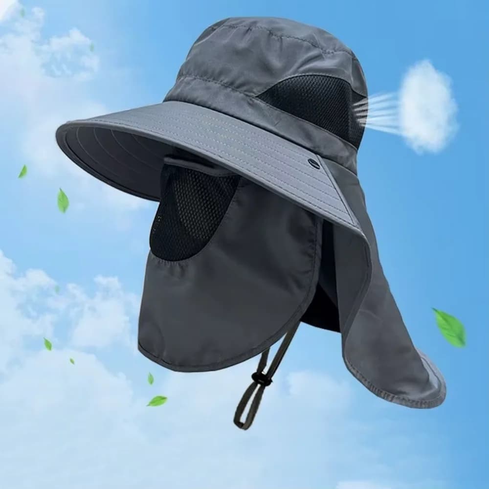 Chapeau de pêche avec protection UV et rabat couvre-nuque pour homme et femme