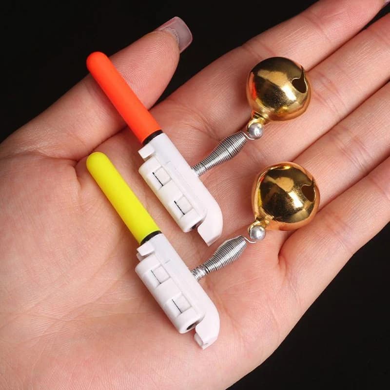 Alarme de touche électronique 5 pièces avec bâton lumineux LED et cloches pour pêche de nuit - CR425