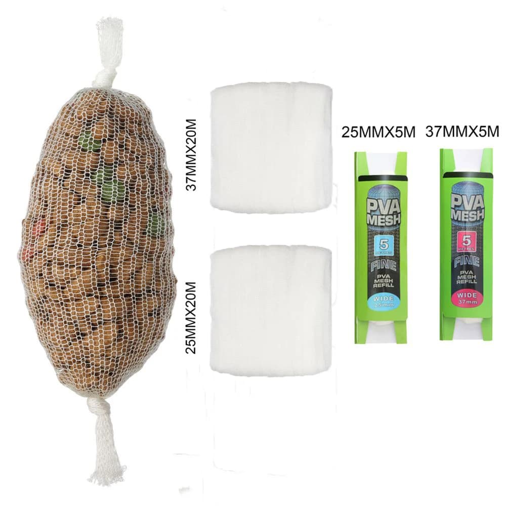 Filets PVA solubles 5m/20m recharges pour amorçage carpe feeder leurres sacs appâts 25mm 37mm 44mm accessoires
