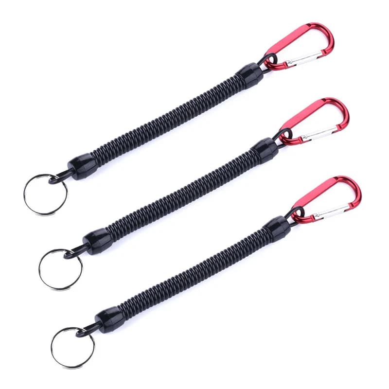 Fishing Lanyards 3pcs 22cm Retractable Coiled Tether with Carabiner TPU Boating