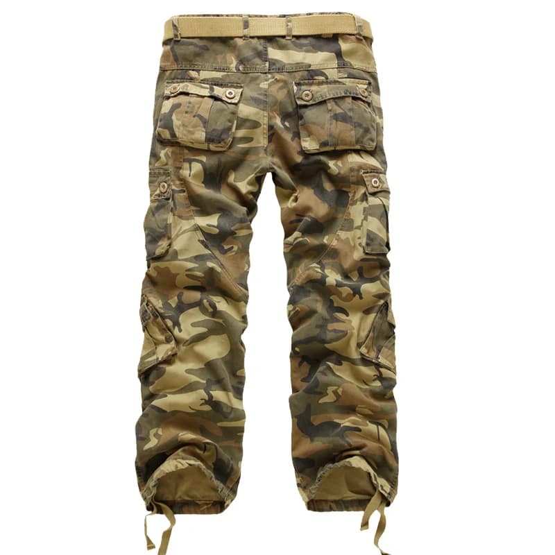 Pantalon cargo camouflage militaire sans ceinture jogger streetwear pêche discrète hommes