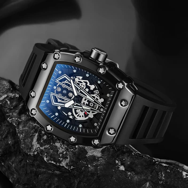 Montre homme grand cadran quartz étanche - Montre sport carrée lumineuse style commerce extérieur