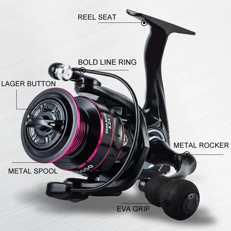Moulinet de pêche spinning HJ tout métal anti-corrosion pour pêche en mer et eau salée, durable et performant