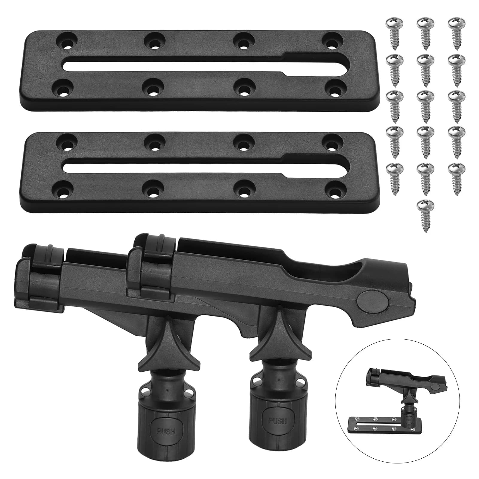 Support de canne à pêche réglable pour kayak - Monture rail avec fixation plastique durable