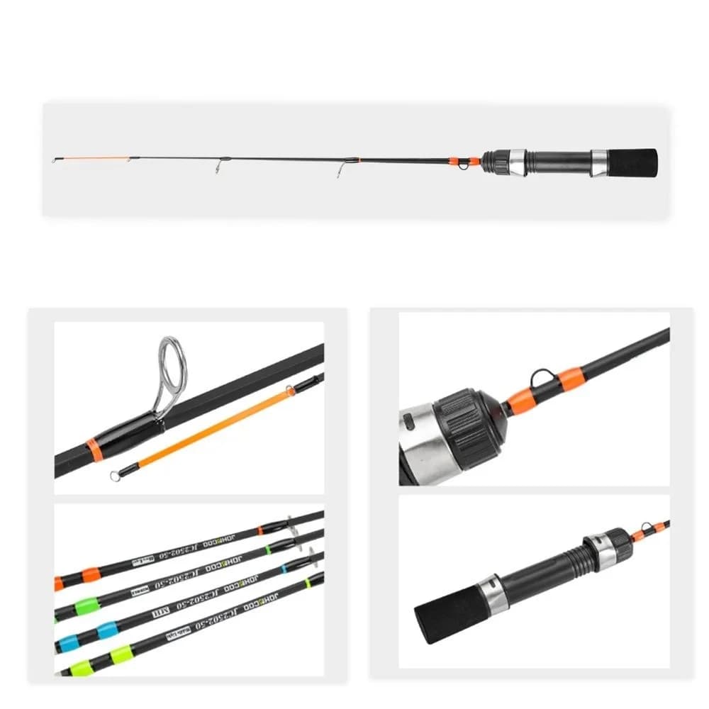Canne à pêche glace 2 sections 52cm ultra légère puissance 1-6lb pour pêche hivernale en rivière