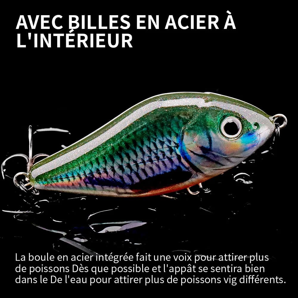 Leurre crankbait slider jerkbait coulant 6-10cm pour brochet, avec bruit et vibration pour la pêche hivernale