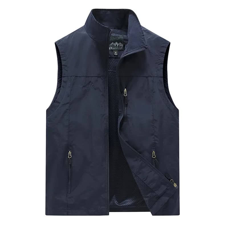 Gilet pêche casual homme printemps - Gilet loisirs outdoor solide - Veste décontractée jeune et d'âge moyen