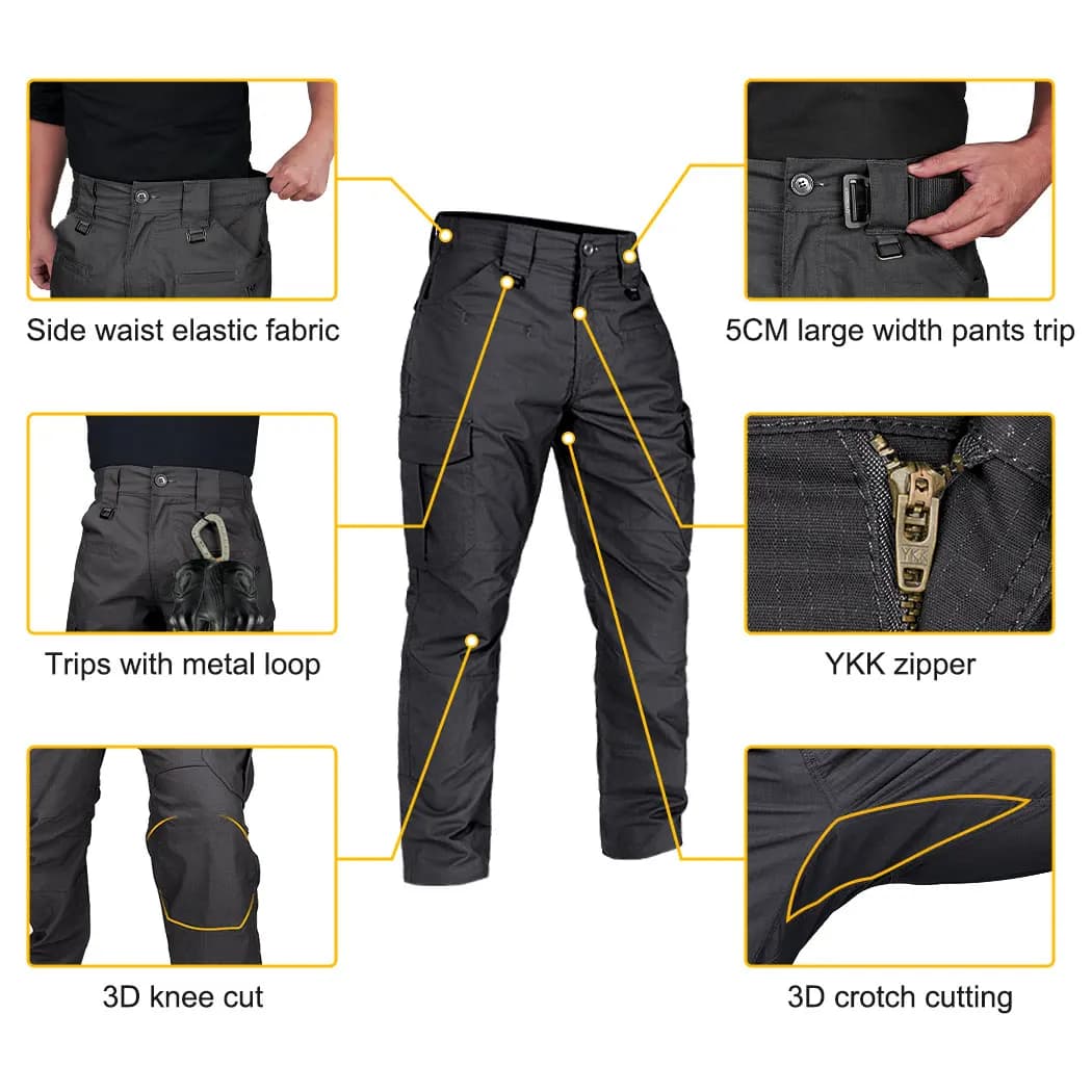 Pantalon tactique léger stretch IDOGEAR - parfait pour pêche active et randonnée aquatique