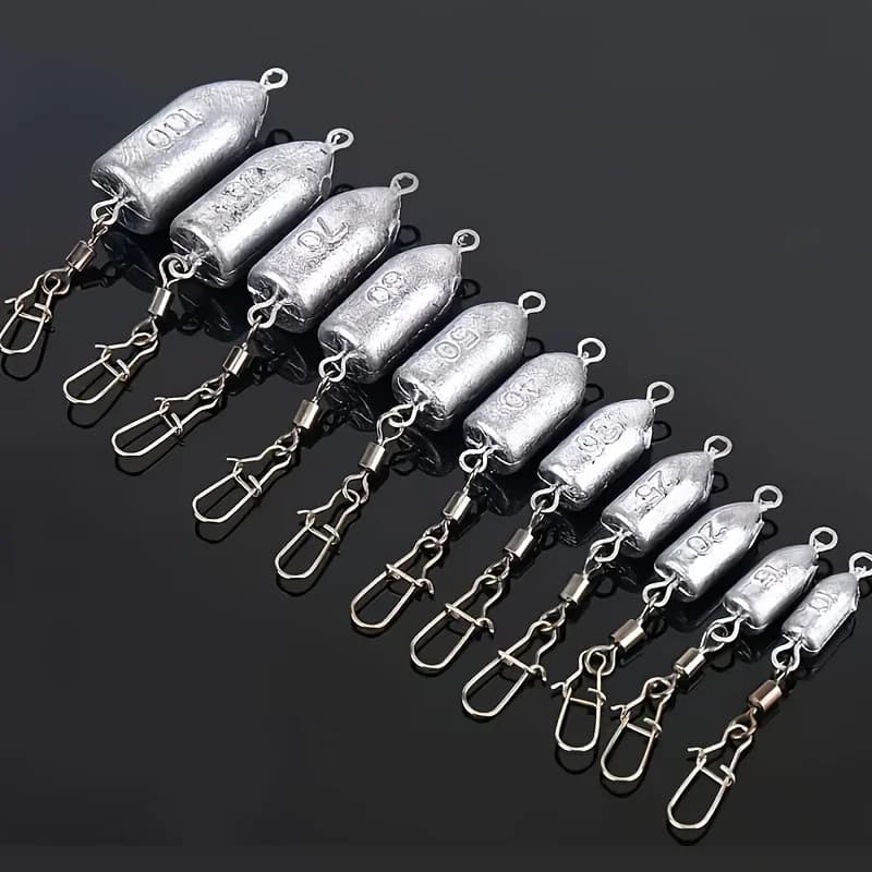 Plombs de pêche bass mer avec émerillon rapide - 5 pièces plombs bullet poids plongée 11 tailles au choix