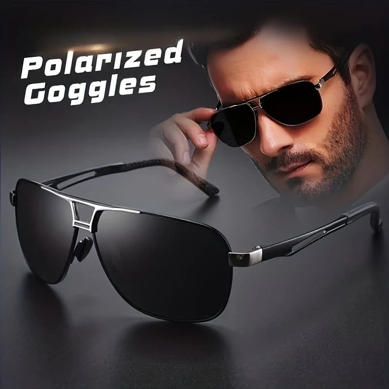 Lunettes pilote gradient fashion pour hommes - Grande monture anti-reflets UV400 - Style luxe pêche