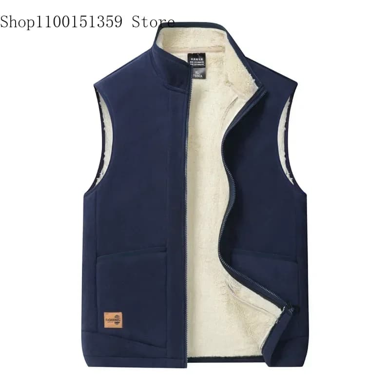 Veste polaire homme col montant chaude grande taille automne hiver 2025 casual décontractée