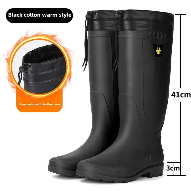 Bottes pluie homme grande taille mode imperméables longue tige polaire haute antidérapant cuisine