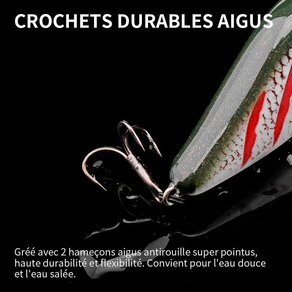 Leurre crankbait slider jerkbait coulant 6-10cm pour brochet, avec bruit et vibration pour la pêche hivernale